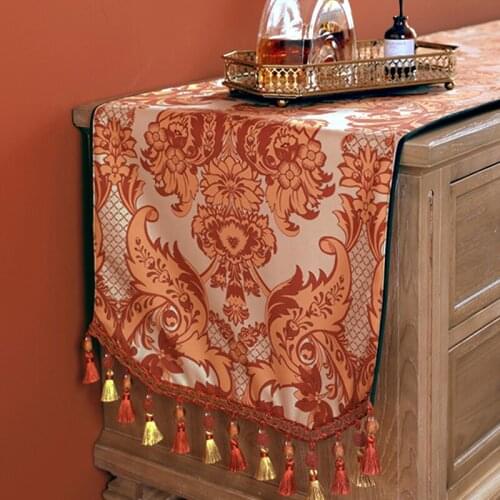 Printed Table Runner Decorative Cloth European TV Cabinet Long TableCloth American Light Luxury Cover Towel Cover Cloth Retro