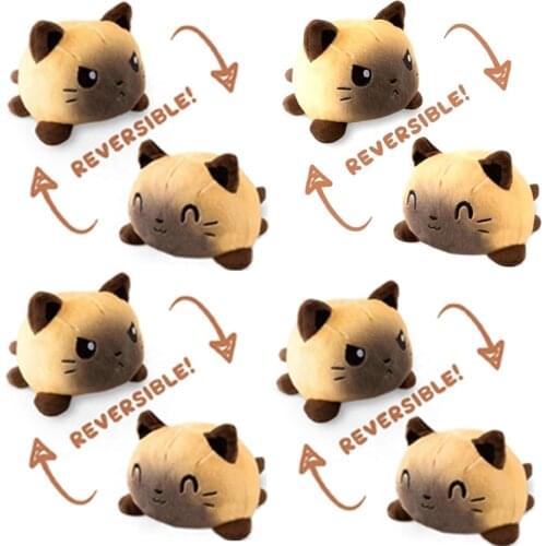 HOT Reversible Flip Cat Stuffed Plush Doll Soft Simulation Reversible Plush Toy Color Mood cat Plush Doll Filled Plush Child Toy