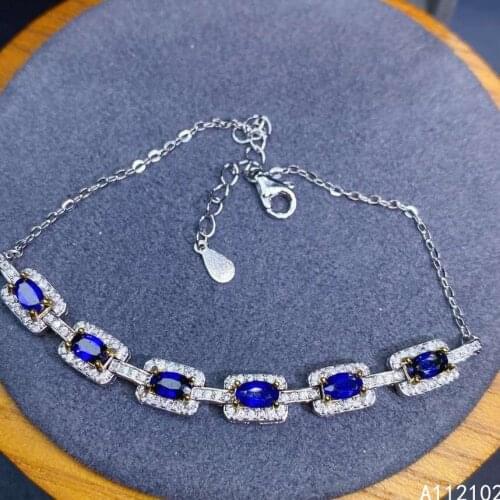 KJJEAXCMY fine jewelry S925 sterling silver inlaid natural star sapphire Girl trendy hand Bracelet Support test Chinese style