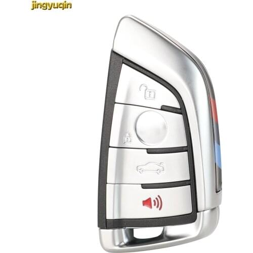 Jingyuqin Smart Card Key Shell For BMW 1 2 7 Series X1 X5 X6 X5M X6M F Class Remote Car Key Entry Fob Insert Blade 4 Button