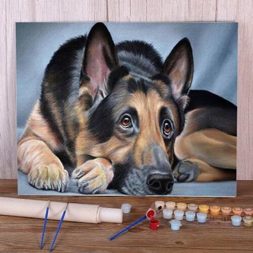 Animal German Shepherd DIY Paint By Numbers Set Acrylic Paints 40*50 Picture By Numbers Photo Decorative Paintings Drawing