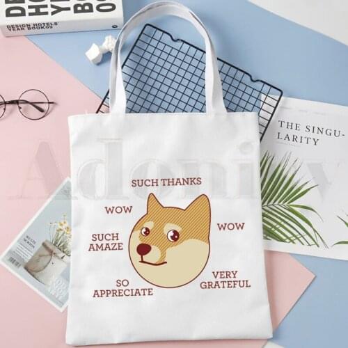 Kawaii Japanese Shiba Inu Funny Animal Dogs Handbags Shoulder Bags Casual Shopping Girls Handbag Women Elegant Canvas Bag