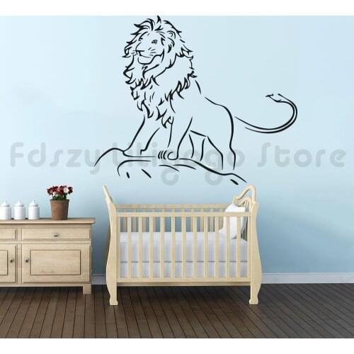 Lion King Wall Decal Kids Boys Room Decor Lion King of The Jungle Wall Art Mural Removable Forest Animal Vinyl StickersQ404