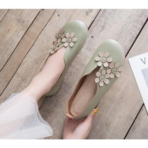 Flat Woman Vulcanize Shoes For Women Pointed Toe Leather Women Flat Loafers Ballet Flats Women Comfortable Soft Casual Shoes