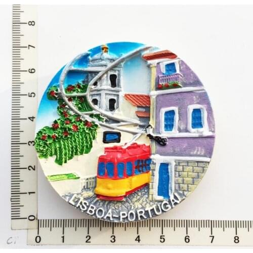 Lisboa Portugal)Fridge Magnet,Creative Travel Commemorate Crafts 3D Ornaments Magnetism Resin Material Refrigerator Stickers