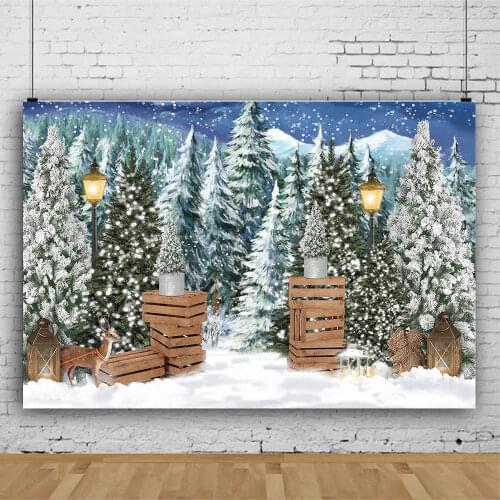 Mocsicka Winter Snow Scenic Pine Forest Backdrop Photography Christmas Background Newborn Child Portrait Photo Photocall Props