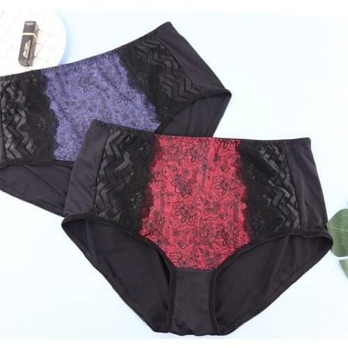 Fashion New Plus Size Women Panty Sexy Lace Briefs Panty Mid-Waist Comfortable Underpants 3 Colors Big Size XL-6XL Tops
