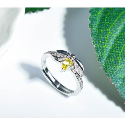Trendy S925 Bee Finger Rings Adjustable Size With Shiny Crystal Zircon Fine Jewelry For Women Wedding Aesthetic Accessories Gift