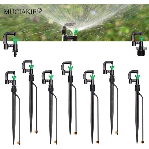 MUCIAKIE 360 Degrees Shoe-shaped Rotary Micro Sprinklers w/ Stake Adjustable Mini valve Gardens Watering Nozzle Spray Irrigation