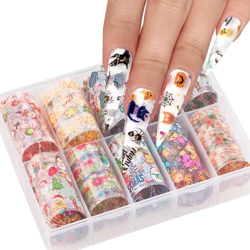 10 Roll Flower Series Set Transfer Manicure Decor Nail Foil Nail Art Stickers Holographic Decals Art Transfer Sticker DIY Nail