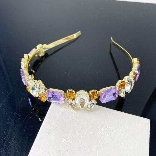 2021 Vintage Colorful Rhinestone Jewel Hairband Women Headband Hair Bands Clips Hoop For Accessories Girls Haarband