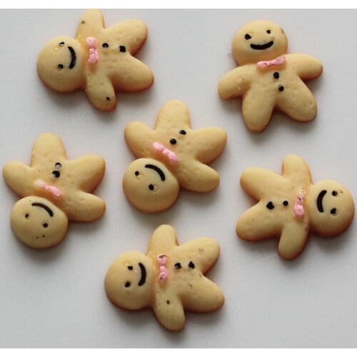 Wholesale Cute Design Cookie Western Gingerbread Man Biscuit Loose Flat Back Resin Bead Cabochon Charms