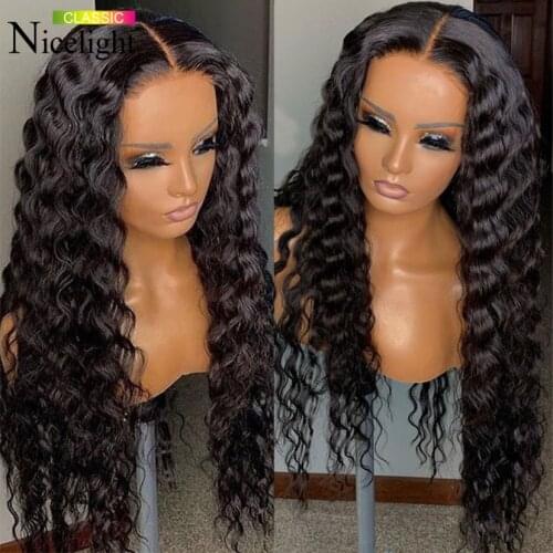 Nicelight Loose Deep Wave Wigs 4x4 Lace Closure Wigs Brazilian Human Hair Wigs For Black Women Glueless Remy Lace Front Wigs