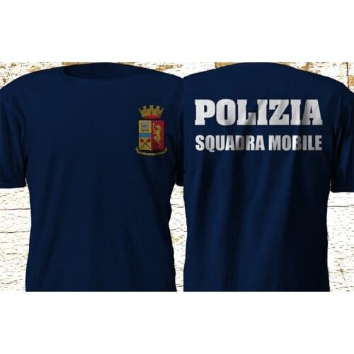 Polizia Di Stato Italia Italy Squadra Mobile Police Department 2019 Brand Clothing Men Printed Fashion Design Muscle Shirt