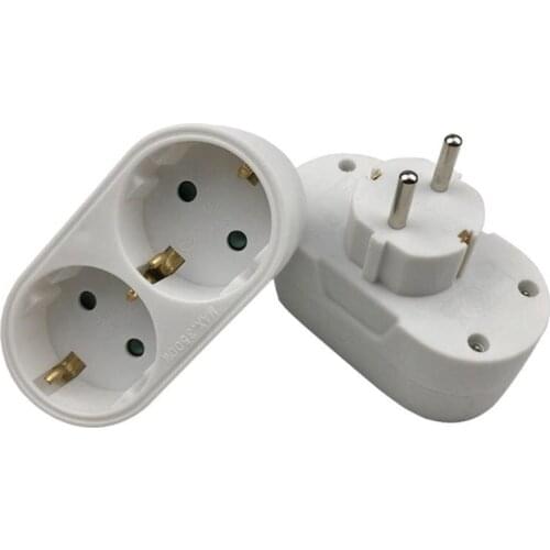 Portable 1 to 2 Socket Adapter Wall Charger Adapter 16A 250V EU Plug Socket Power Outlet Home Improvement Accessories
