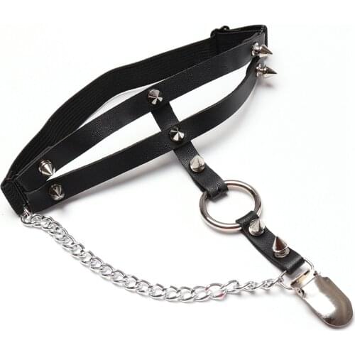 Harajuku Leg Harness Bondage Belts Women Punk Heart Sexy PU Leather Garter Belt Elasticity Body Harness Tight Suspender Strap