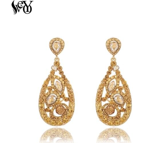 VEYO Classic Full Rhinestone Drop Crystal Earrings for Women Brinco New Style Wholesale Fashion Jewelry