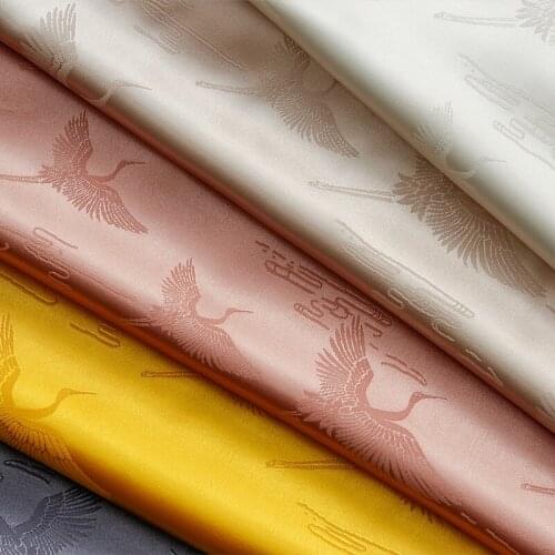 NEW1 12 Colors Crane Jacquard Satin Fabric DIY Materials/Dress /Elastic Cheongsam/DIY Sewing Fabric