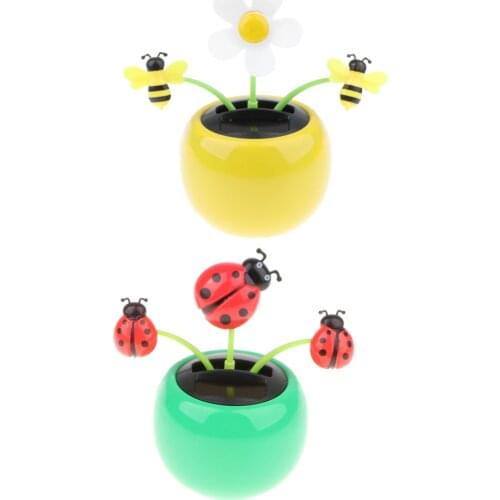 2 PCS Car Solar Dancing Toy, Solar Powered Flowers Animals, Dashboard Decor for Car, Funny Motion Toys, Holiday Birthday Gift