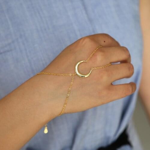 Unique gold rose color Moon Bracelet Bracelet Charming Gold Chain Bracelet Best Friend Sister Gift jewelry 16+5cm adjuable size