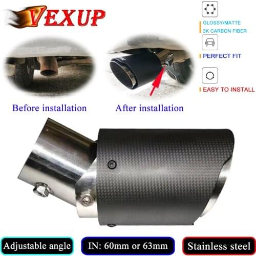 Universal Car Carbon Fiber Exhaust Tip Muffler Tip Exhaust Pipe Tip Stainless Steel Pipe Auto Muffler Tail Pipe Car Accessories