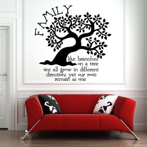 Family Tree Wall Decal Family Quote Vinyl Sticker Home Decor Living Room Waterproof Self Adhesive Nature Wall Art Mural D755