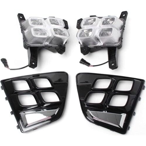 High Quality 4-LEDS Car Daytime Running Lights Front Fog White DRL Driving Fog Lamp Kit for Hyundai Creta 2014 2015 2016