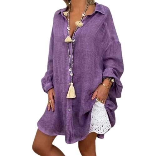 Female Shirt Solid Color Lapel Single-breasted Spring Summer Long Sleeve Turndown Collar Blouse Streetwear T-shirt Women 2021