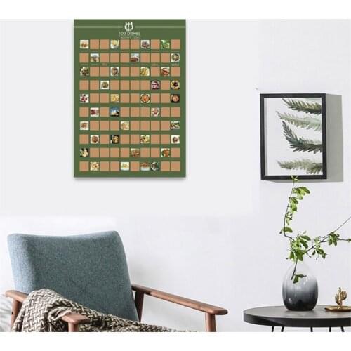 100 Dishes Bucket List Scratch off Poster Scratch Menu Poster Delicious Food Poster Wall Hanging Decorative Poster Gifts E8BD