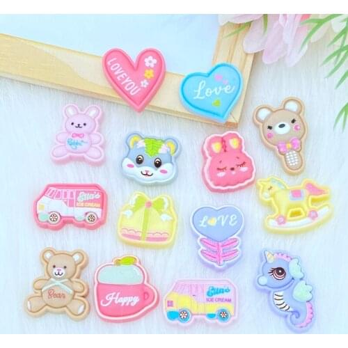 20Pcs/Lot New Cute Cartoon Animals Flatback Resin Cabochon Scrapbooking Decoration Crafts DIY Handmade Accessories Q20