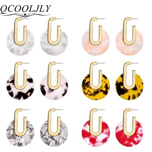 2019 Bohemia Colorful Simple Geometric Acetate Stud Earrings for Women Acetic Acid Earrings Fashion Jewelry girl gift