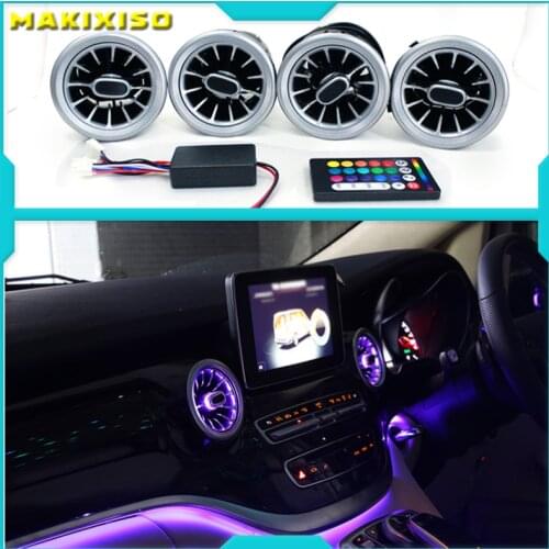 K-Car 4PCS LED Front Dashboard AC Air Condition Vent Outlet Turbo Interior Trim For Mercedes Benz V Class W447 Vito V250