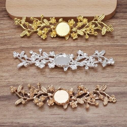 5pcs 12mm Plum Blossom Charm Hair Jewelry Base Cameo Glass Cabochons Base for Vintage Hair Clip Supplies for Jewelry