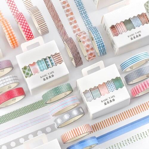 5pcs/set Cute Washi Tape Set Solid Colorful Masking Tape Scrapbooking Kawaii Decorative Adhesive Tape Bullet Journal Supplies