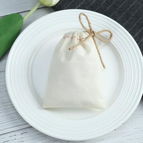 50pcs Yellow Cotton Jewelry Bag With Red Rope Jewelry Packing Small Pouches for Wedding Party Candy Bag Custom Logo Organizer