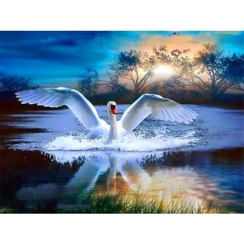 Diamond Painting Swan 5d Diy Mosaic Full Square Round Drill Diamant Of Rhinestone Daimond Embroidery Pictures Sale