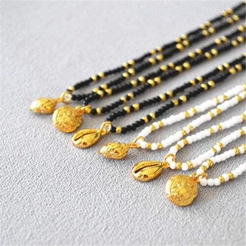 Amaiyllis Ocean Resort Millet Beads Hawaiian Style Rxquisite Gold-Plated Conch Pendant Adjustable Necklace Jewelry