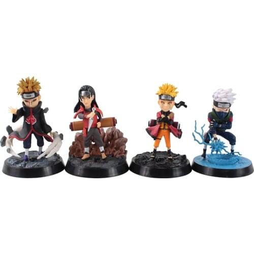 4pcs/Set 8-9cm Naruto Shippuden Anime Uzumaki Naruto Kakashi Battle PVC Action Figure Cartoon Model Toys Kids Gift Brinquedos