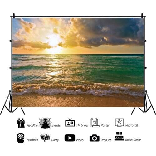 Sunset Beach Seascape Children Portrait Photography Hoilday Party Backdrops Photocall Background Studio Shooting