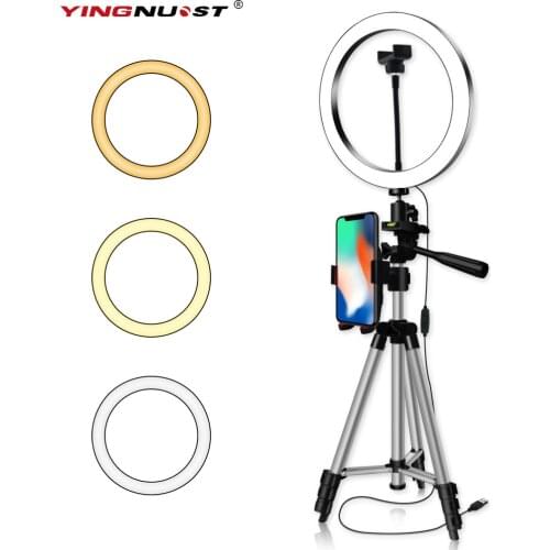 16/20/26CM Photography Dimmable LED Selfie Ring Light Youtube Video Live 5500k Photo Studio Light With Phone Holder USB Plug