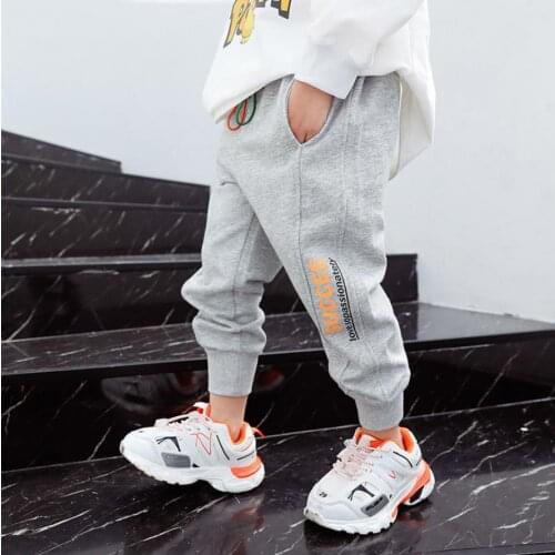 Hot sell Childrens pants spring and autumn boys tide casual pants male baby trousers children gray black sports pants for 2-8 y