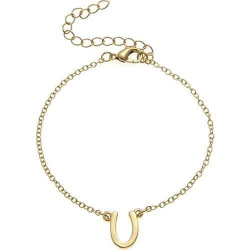 Lucky Horseshoe Jewelry Horse Hoof Bracelets Cute U Small Simple Paw English Alphabet Initials Charm Pendant Bracelet Jewelry