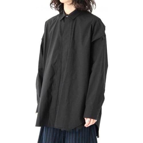 Mens long sleeved shirt GD hairdresser fashion stand collar splicing shirt mens oversized singer fashion trend