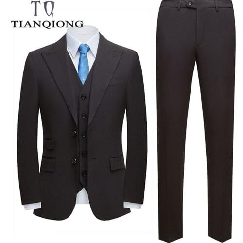 2021 New Spring Autumn Double Split 3 Piece Wedding Suits for Men TuxedoBlue Prom Party Suit Male High Quality Suit S-4XL