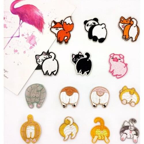 Custom Wholesale New Cartoon Animal Ass Embroidered Cloth Stickers Patch DIY Journal Book Decorative Sticker