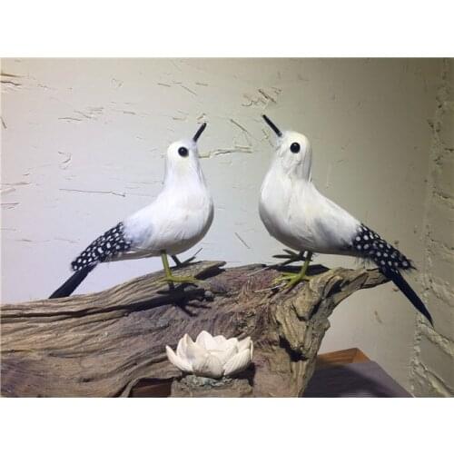 A pair of cute simulation white bird models plastic & furs new bird dolls gift about 20cm 0657