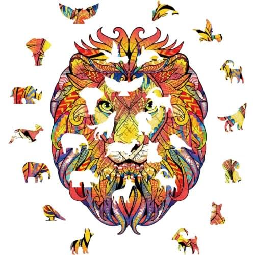 2021 lion animal-shaped puzzle puzzle adult puzzle childrens educational toy puzzle birthday gift wooden puzzle