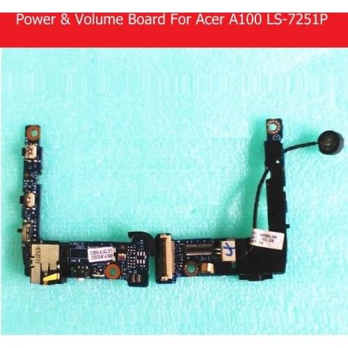 Switch on/off power PCB flex cable For Acer Iconia Tab A100 Ls-7251P volume flex cable with jack port board Tablet replacement