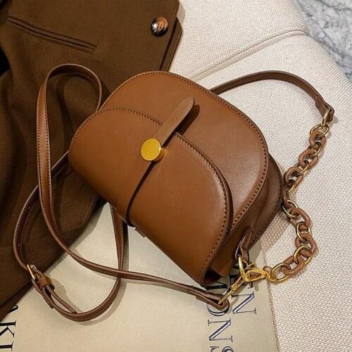 Luxury Fashion Women Crossbody Shoulder Bags PU Leather Semicircle Saddle Shoulder Handbags for Ladies C Hain Designer