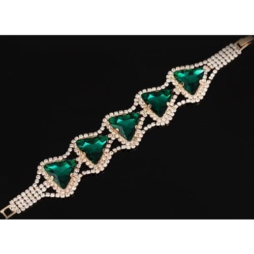 Luxury Triangle Blue Crystal Bracelets Chic Gold Color Bracelet&Bangle For Female Engagement Gift Bohemian Jewelry
